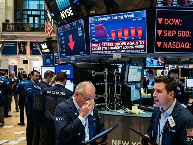 Wall Street drops again to close its 5th straight losing week, worst since Iran war